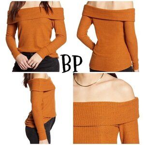 BP. Off the Shoulder Knit Top textured, soft, rust. size XS